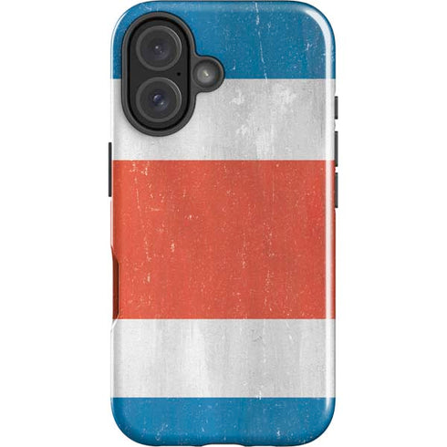 Costa Rican Flag Distressed iPhone 16 Plus Impact Case